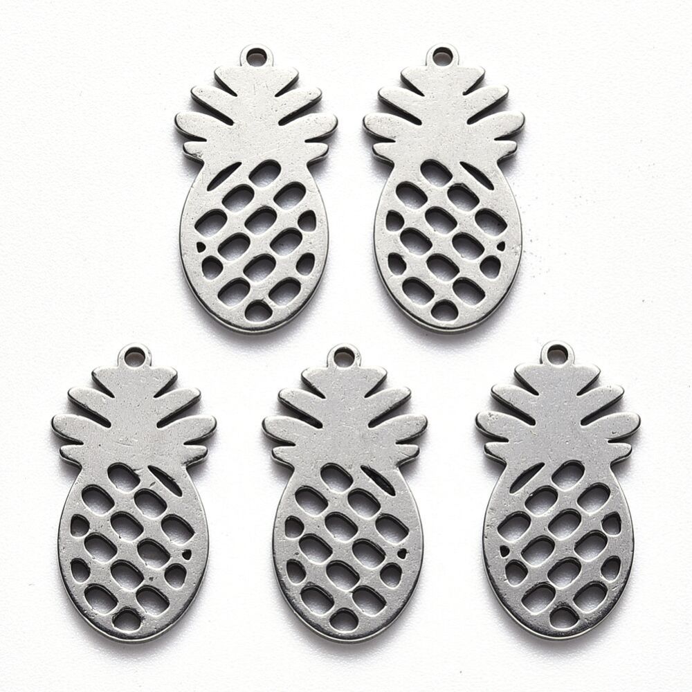 Edelstahl Charm Anhänger Ananas 18 x 10 x 1 mm