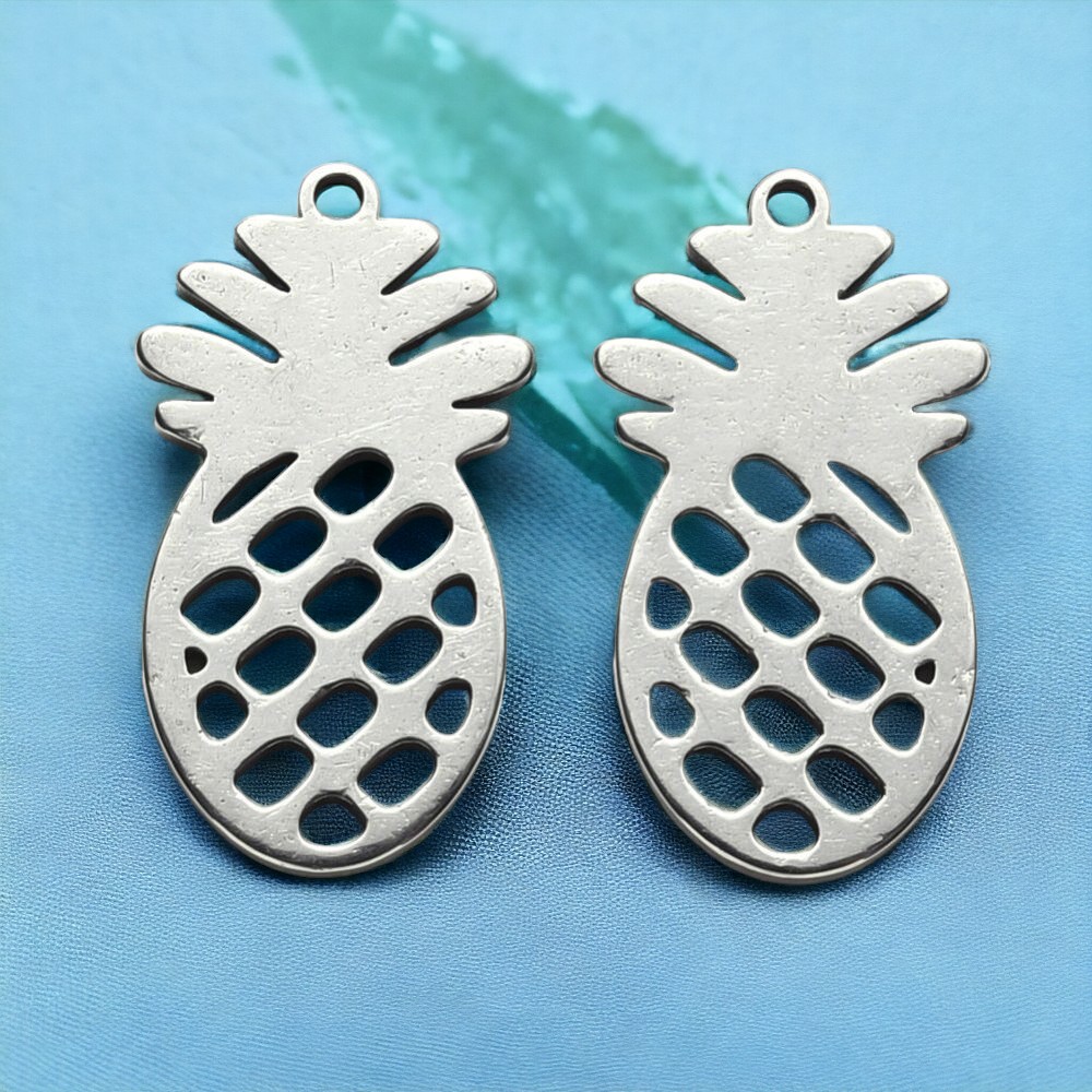 Edelstahl Charm Anhänger Ananas 18 x 10 x 1 mm