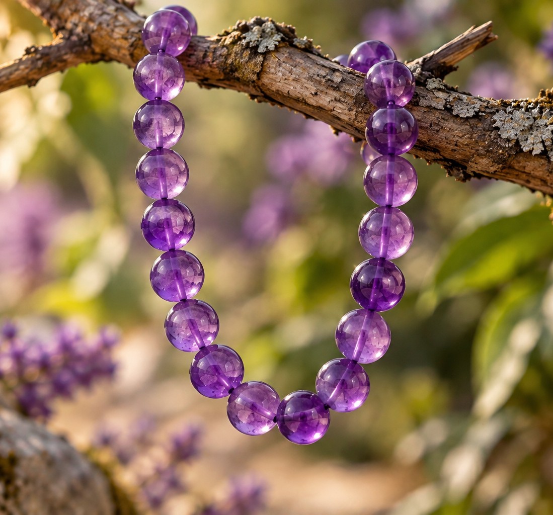 Amethyst Perlenstrang 6,5 - 6,8 mm unregelmäßige Perlen (ca. 33 cm Länge)