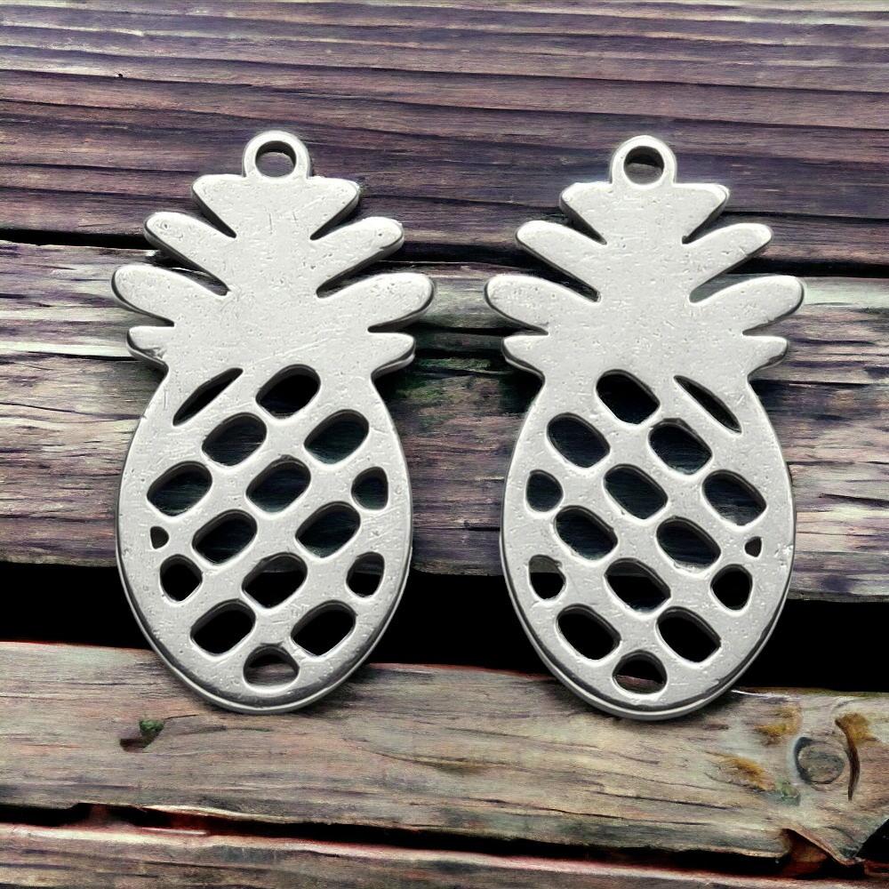 Edelstahl Charm Anhänger Ananas 18 x 10 x 1 mm