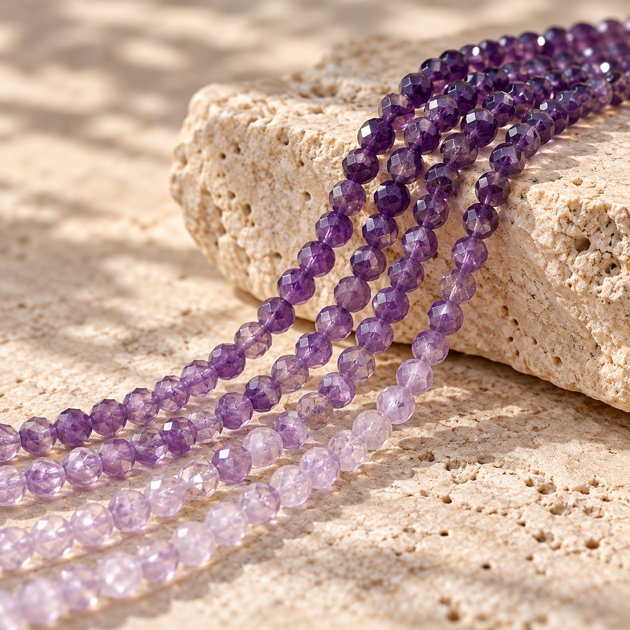 Amethyst Perlenstrang 3 - 3,5 mm facettierte Perlen (ca. 110 Perlen / ca. 39 cm Länge)