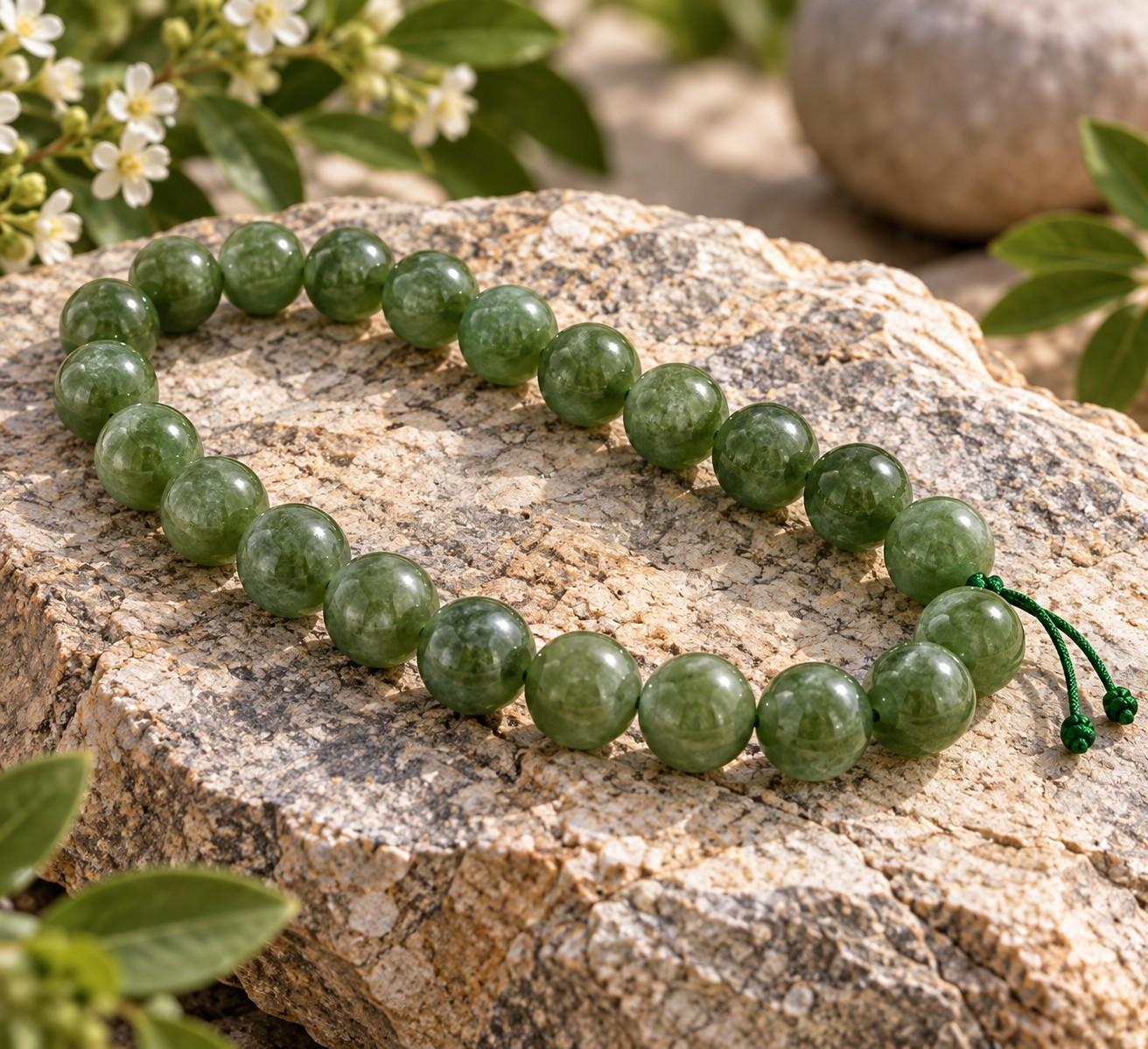 Kurzer Jade Perlenstrang 8 - 8,4 mm grün gefärbt (ca. 23 Perlen / ca. 18,5 cm)