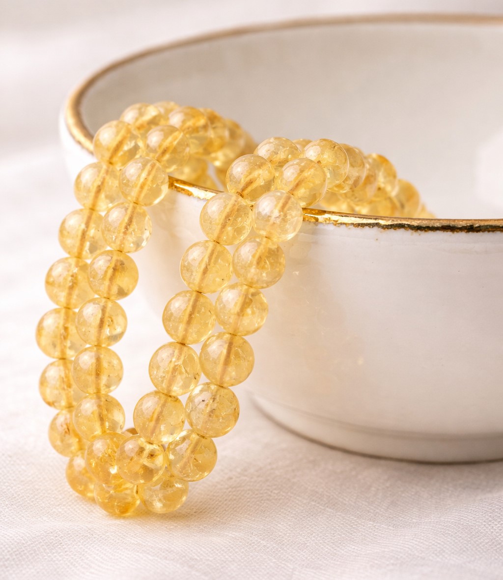 Citrin Perlenstrang 8 mm (ca. 47 Perlen / ca. 38 cm Länge)