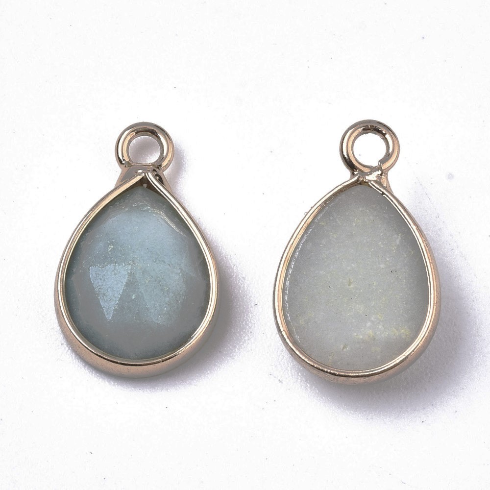 Kleiner Amazonit Charm Anhänger 14 x 9 x 4,5 mm mit goldfarbener Metalleinfassung