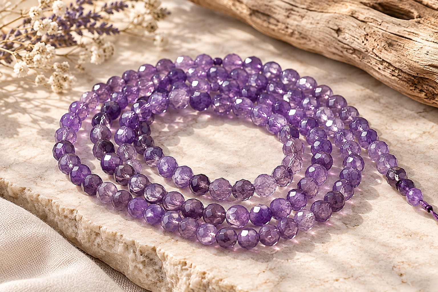 Amethyst Perlenstrang 3 - 3,5 mm facettierte Perlen (ca. 110 Perlen / ca. 39 cm Länge)