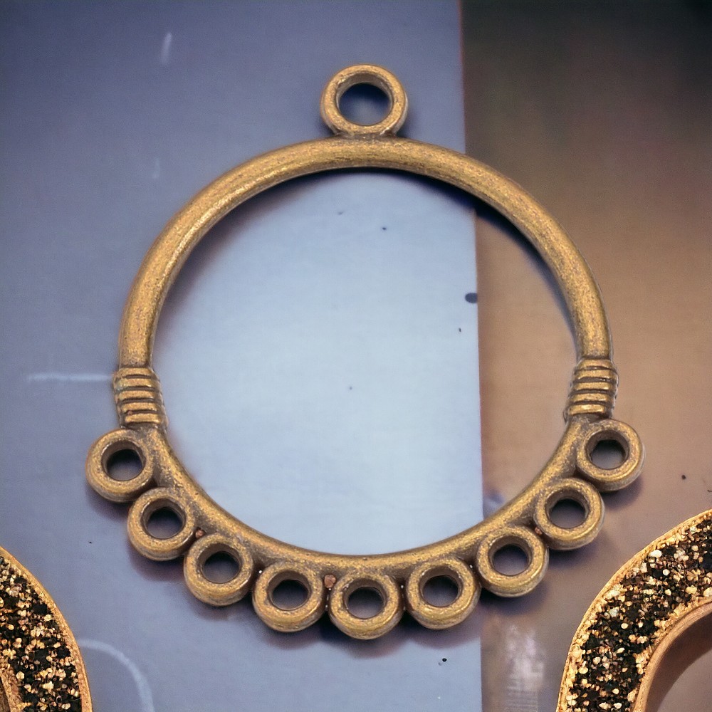 2 Lünetten Anhänger Verbinder aus Metall bronzefarben 32,5 x 29 x 1,5 mm