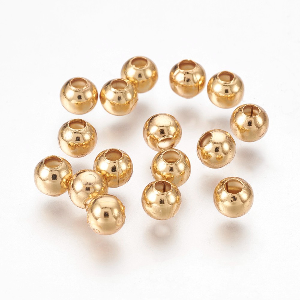 20 Edelstahl Zwischenperlen Spacer nahtlos goldfarben 4 x 3,5 mm
