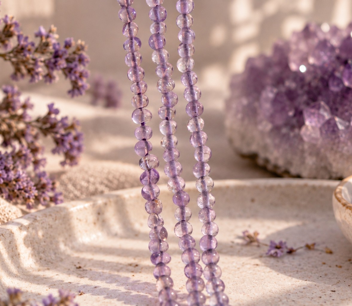 Amethyst Perlenstrang unregelmäßige Perlen 3 - 3,3 mm (ca. 35 cm Länge)