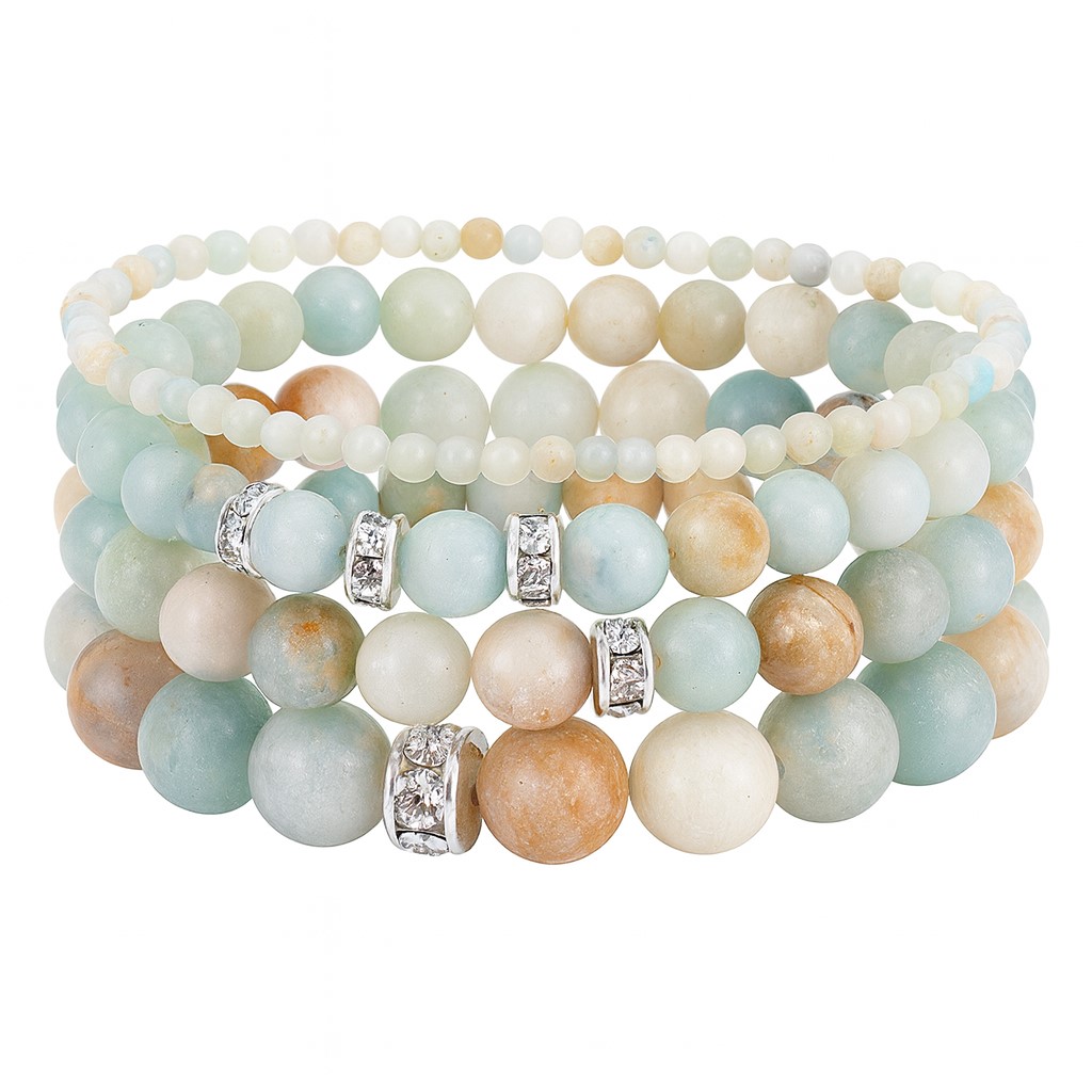 Schmuck Bastelset DIY Armband mit Amazonit Perlen und Eisen-Strass-Abstandsperlen