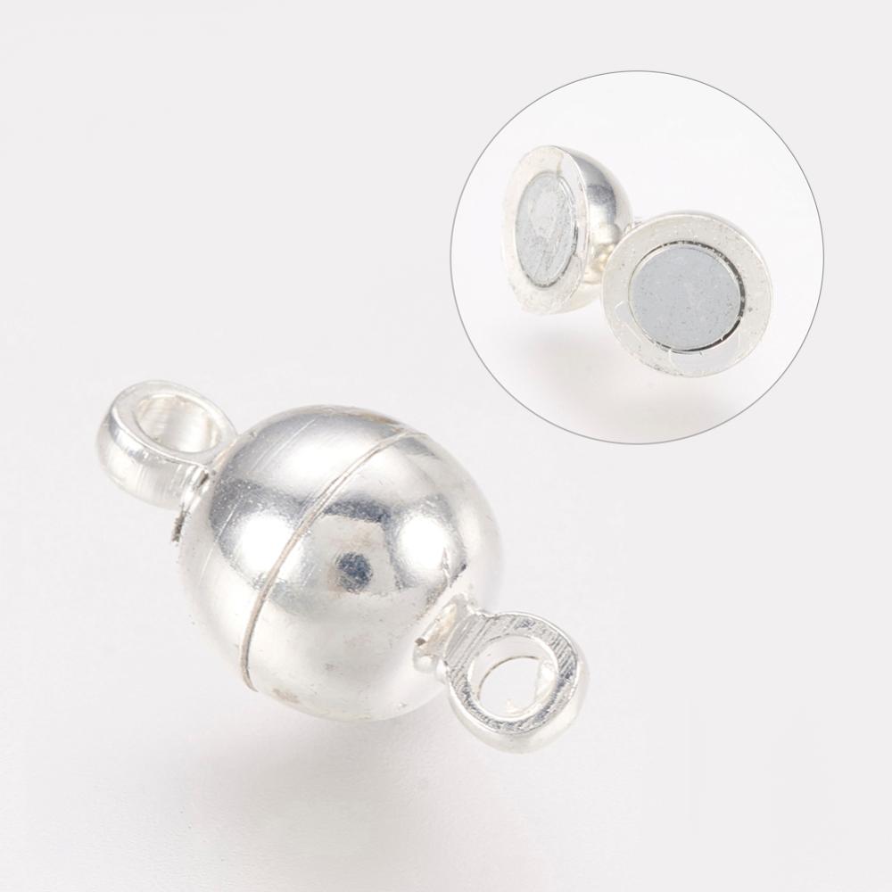 Silberfarbener Messing Magnetverschluß 11,5 x 6 mm