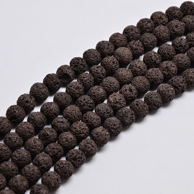 Lava Perlenstrang gefärbt türkis 10 mm (ca. 38 Perlen / ca. 39 cm Länge)