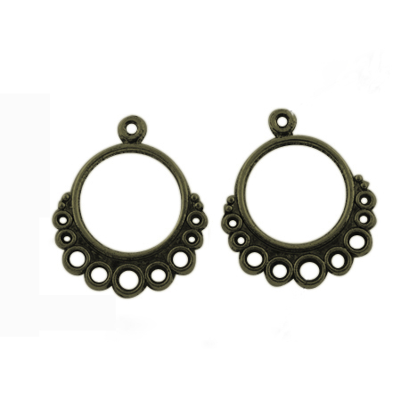 2 Lünetten Anhänger Verbinder aus Metall antik bronzefarben 29 x 25 x 1,5 mm
