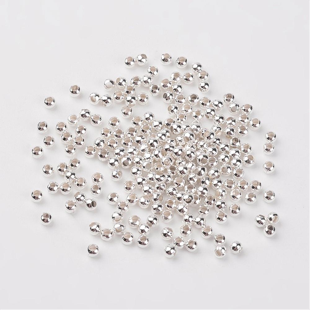 100 Eisen Zwischenperlen Spacer rund silberfarben 3 mm