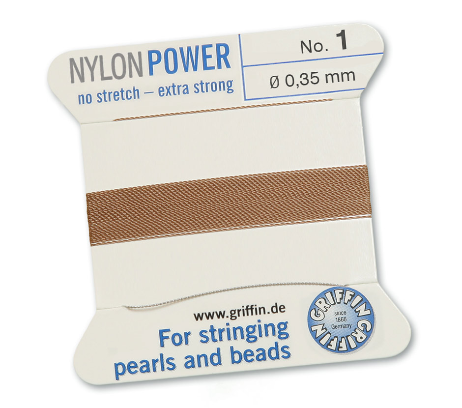 Griffin Perlseide Nylon Power No 1 beige mit Nadel 0,35 mm