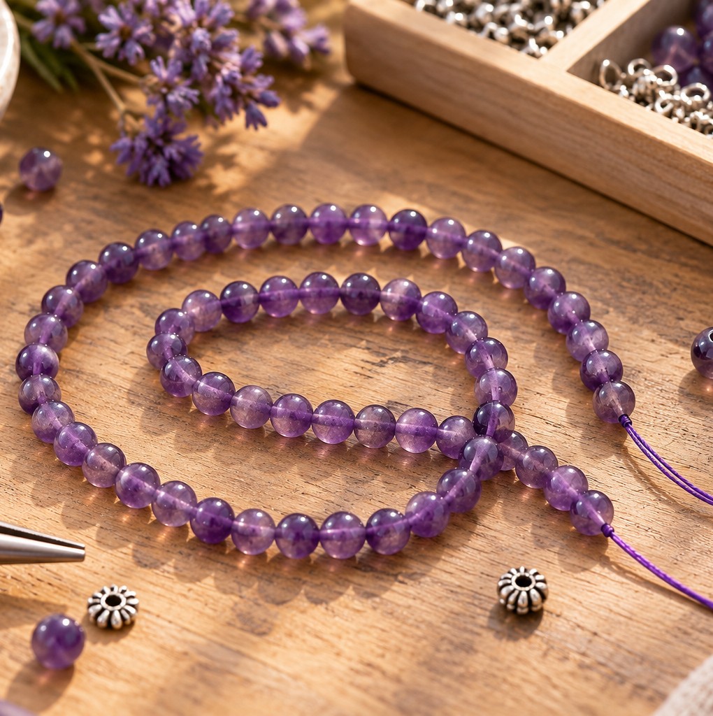 Amethyst Perlenstrang 4,8 mm unregelmäßige Perlen (ca. 33 cm Länge)