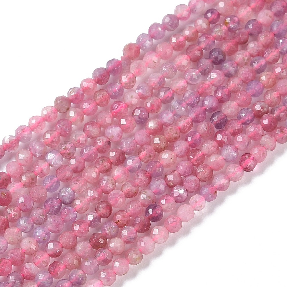 Pink Turmalin Perlenstrang 2,5 - 2,7 mm facettiert (ca. 150 Perlen / ca. 39 cm Länge)