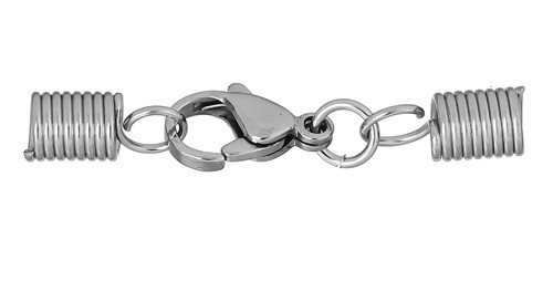 Edelstahl Endkappen mit Karabiner Verschluss silberfarben