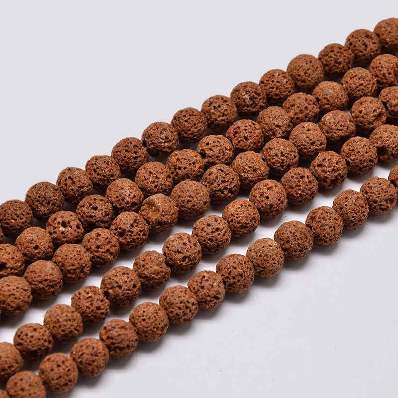 Lava Perlenstrang gefärbt sienna 10 mm (ca. 38 Perlen / ca. 39 cm Länge)