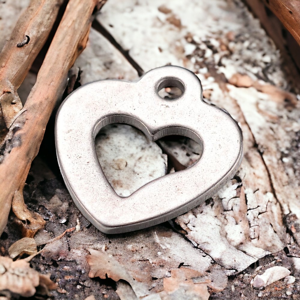 3 Charm Anhänger Herz Edelstahl