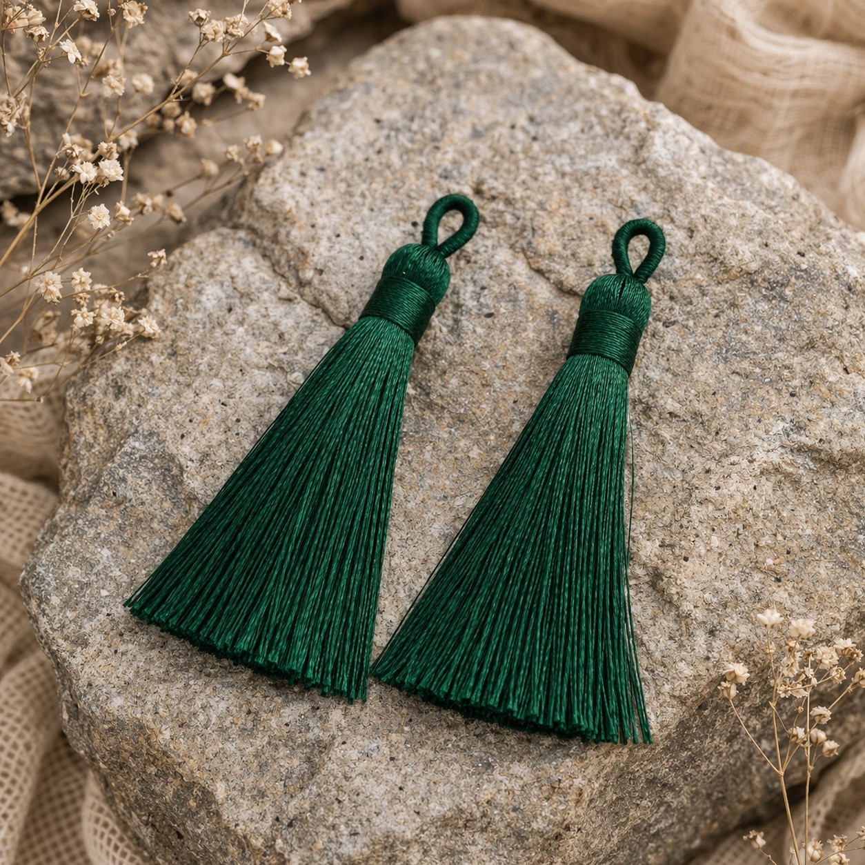 Hochwertige Polyester Quaste grün 80-90 x 8,5-9 mm