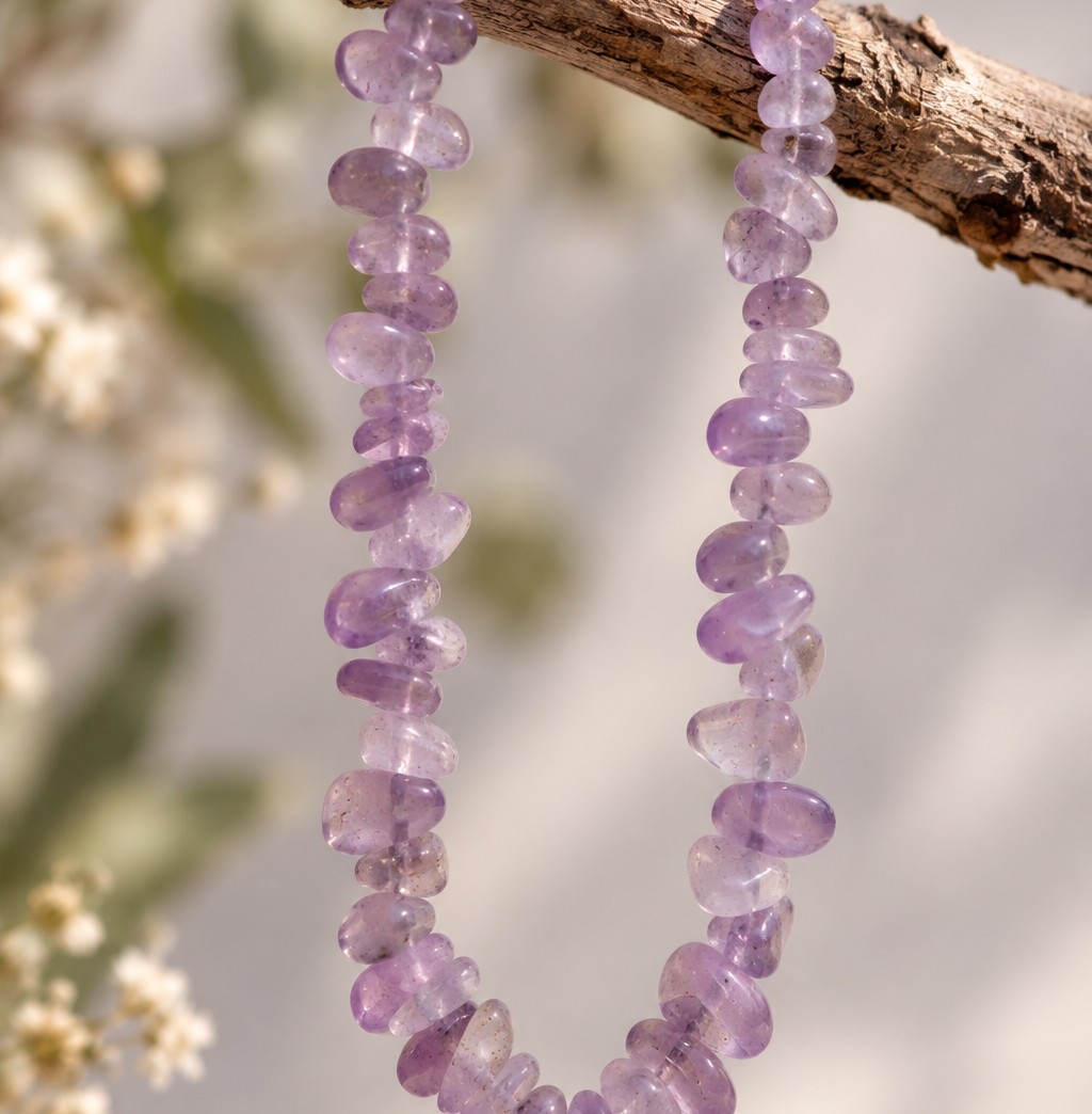 Amethyst unregelmäßige Nugget Perlen quergebohrt 6,5 - 7,5 x 3 - 6 mm (ca. 31 cm Länge)