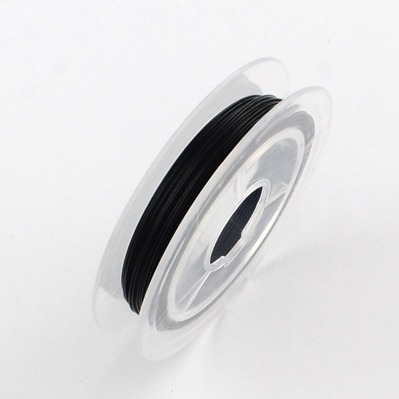 1 Rolle (10 Meter) Nylon beschichteter Tiger Schwanz Schmuckdraht schwarz 0,38 mm