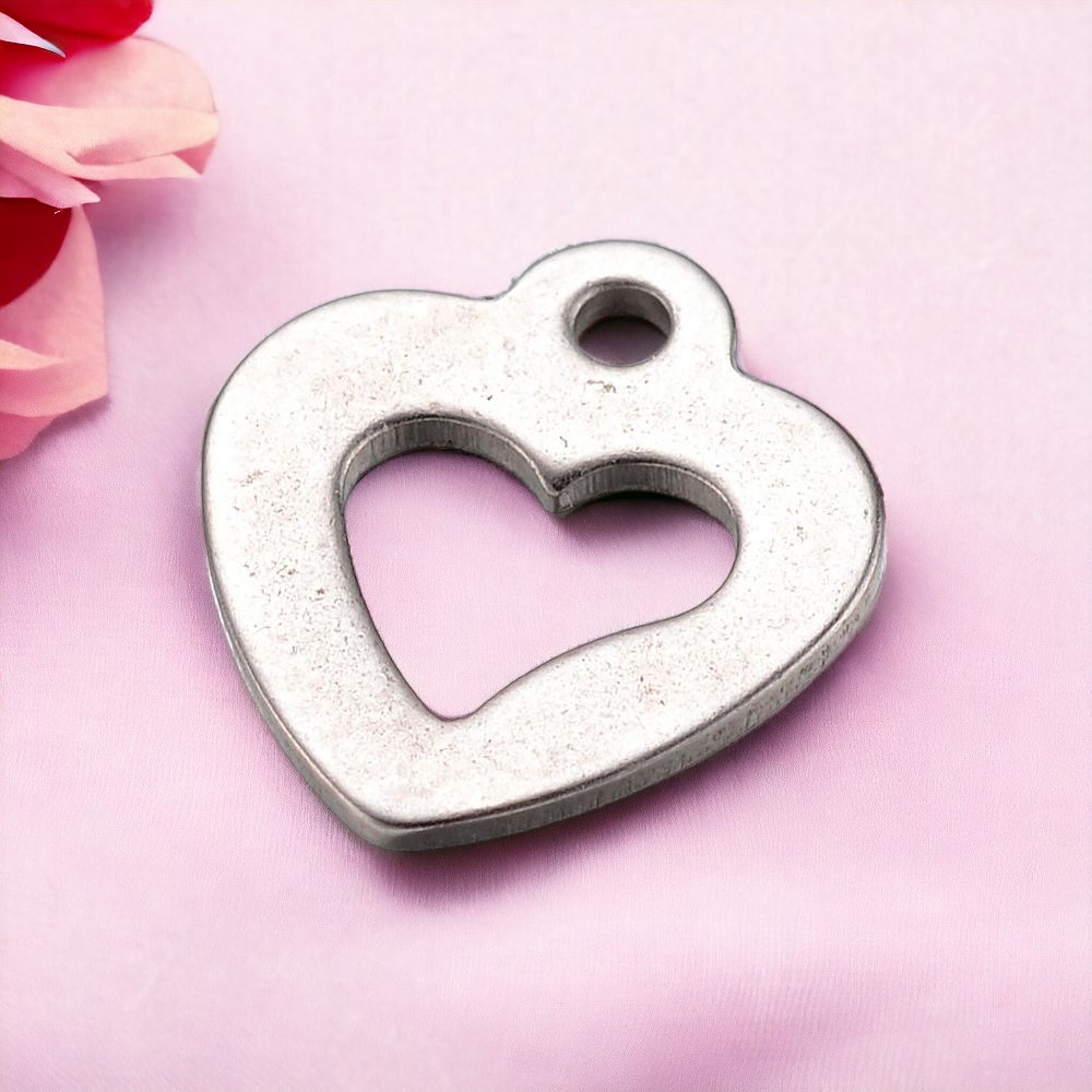 3 Charm Anhänger Herz Edelstahl