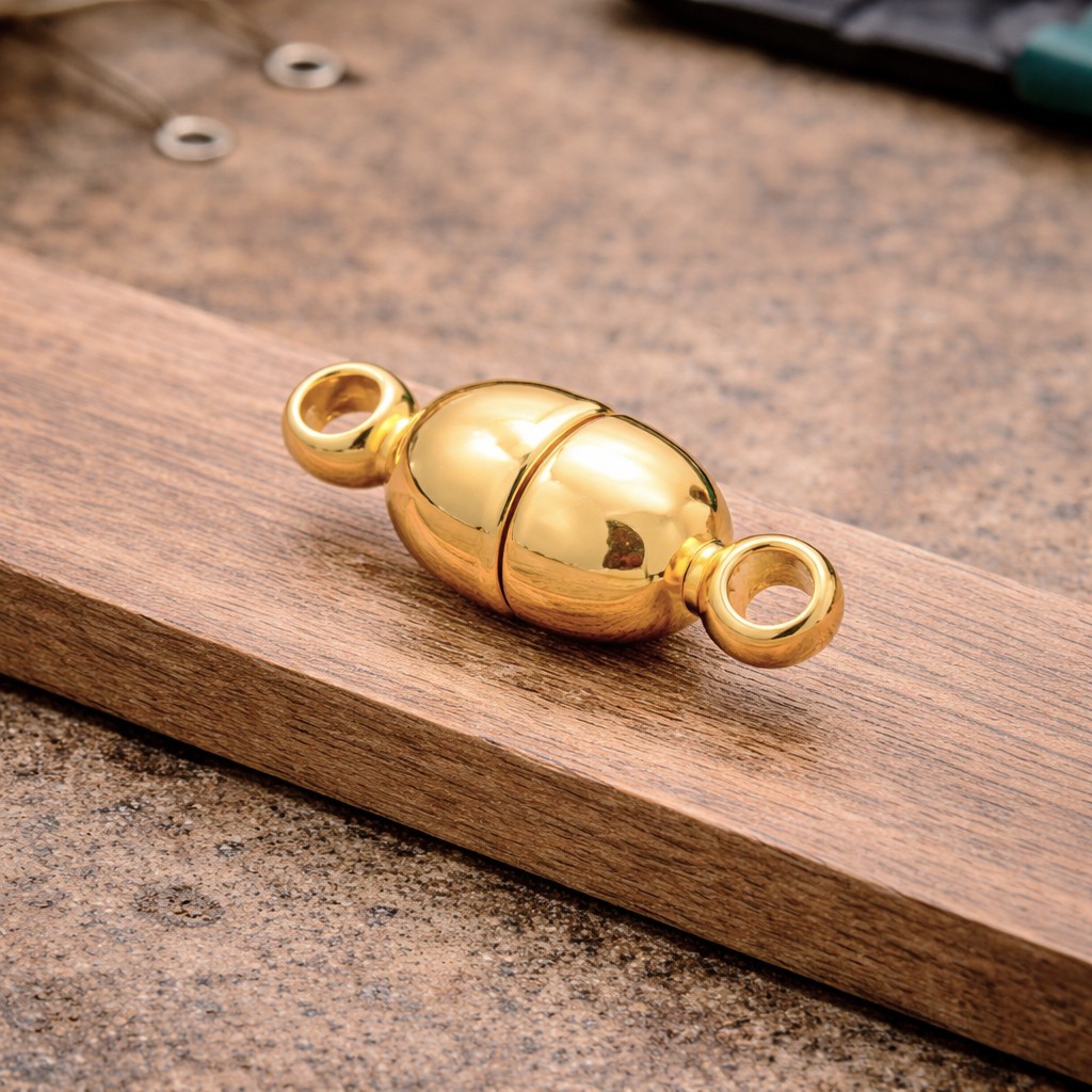 Hochwertiger Magnetverschluss 11,5 x 5 mm 18k vergoldet nickelfrei