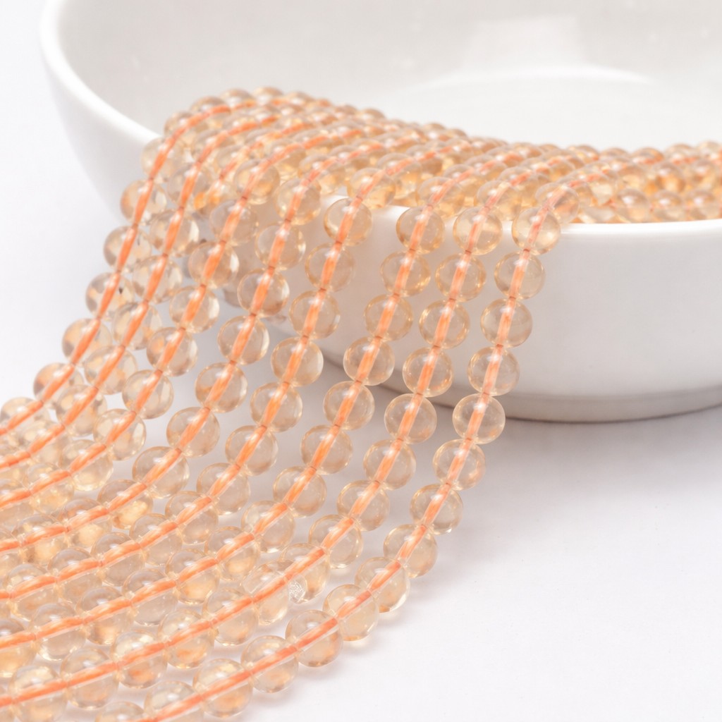 Citrin Perlenstrang 6 mm (ca. 66 Perlen / ca. 40 cm Länge)
