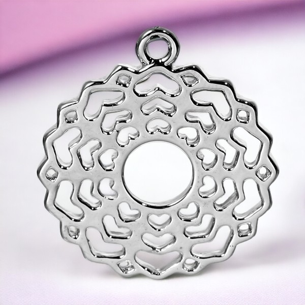 Metall Charm Anhänger Yoga silberfarben 30 mm x 26 mm
