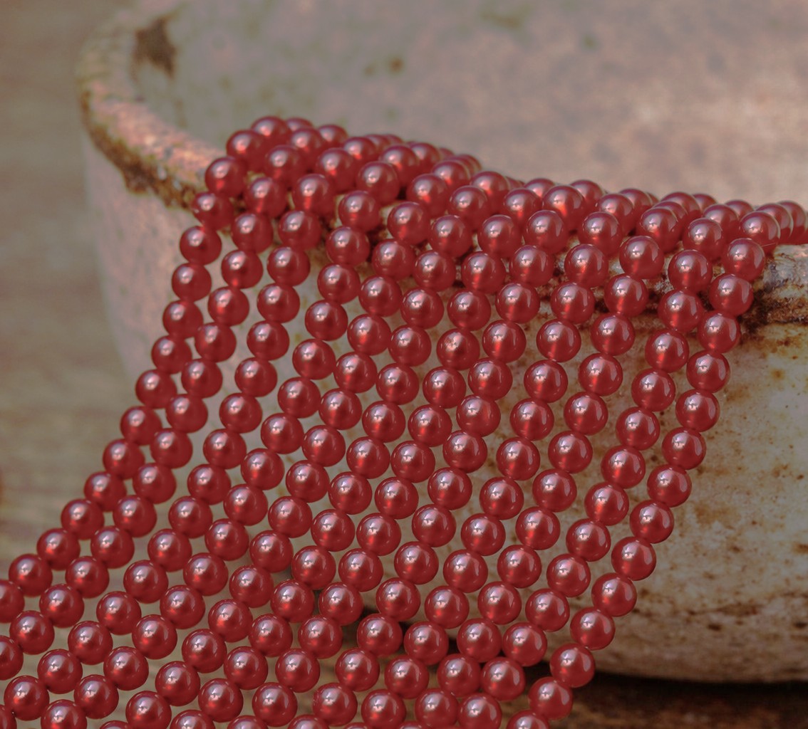 Karneol Perlenstrang 4,4 mm (ca. 90 Perlen / ca. 38 cm Länge)