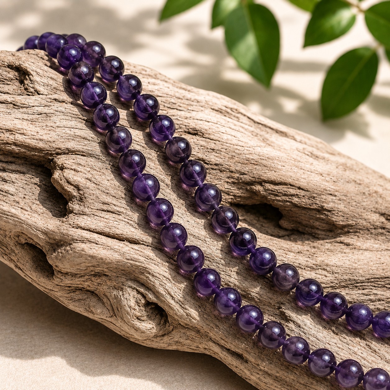 Amethyst Perlenstrang 6,7 - 6,8 mm rund glatt glänzend (ca. 60 Perlen / ca. 39 cm Länge)