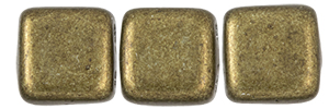 30 hochwertige tschechische Glasperlen 6 x 6 mm doppelt gebohrt dunkelgolden metallic