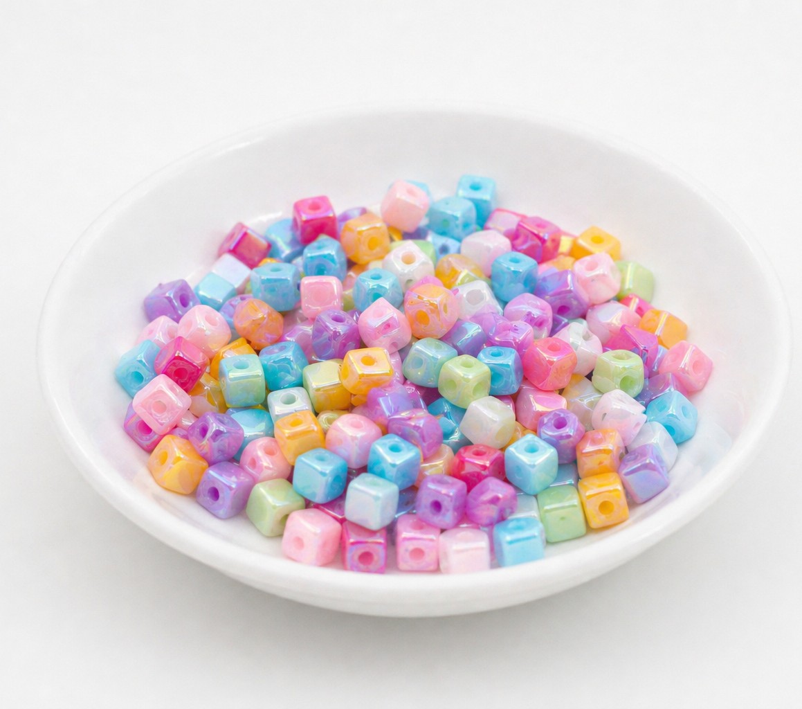 30 Gramm bunte Würfelperlen - Pastell Acrylperlen Perlenmischung Farbmix für kreative DIY-Schmuckprojekte