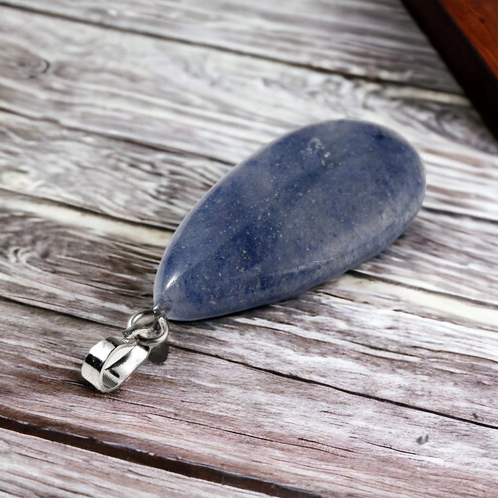 Natürlicher blauer Aventurin Anhänger mit Anhängerschlaufe 33 x 15 x 7 mm