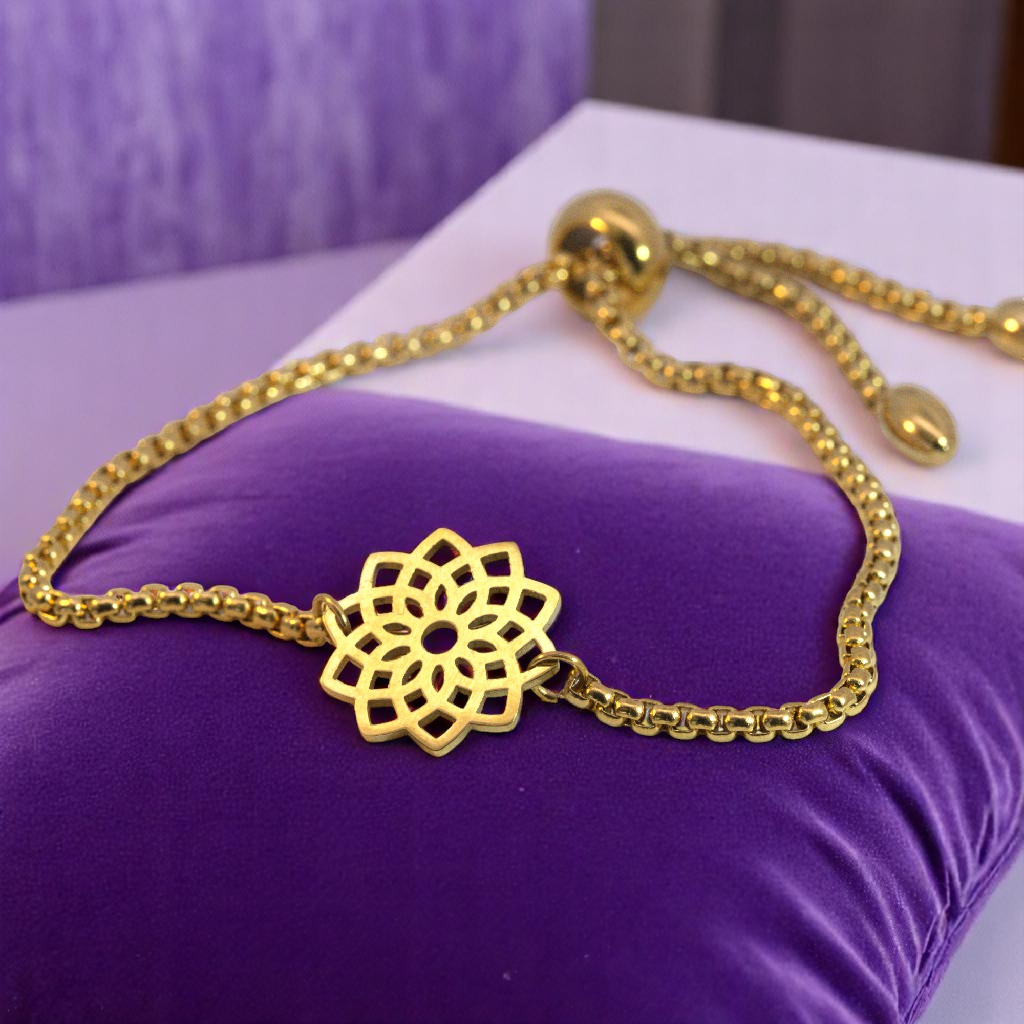 Edelstahl Armband Bastelset mit goldfarbener Vakuum-Beschichtung und Schiebeverschluß und Verbinder