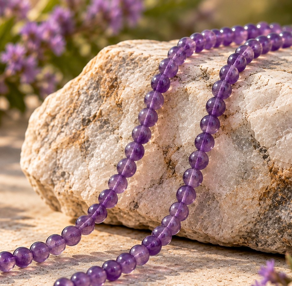 Amethyst Perlenstrang 4,8 mm unregelmäßige Perlen (ca. 33 cm Länge)