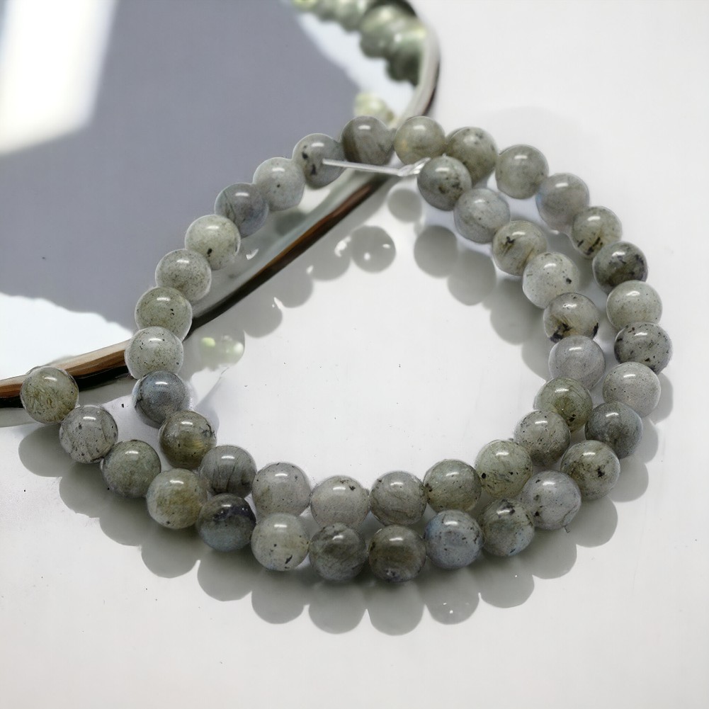 Natürlicher Labradorit Perlenstrang rund glänzend 4 mm (ca. 95 Perlen / ca. 37,5 cm Länge)
