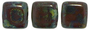 30 hochwertige tschechische Glasperlen 6 x 6 mm doppelt gebohrt Opaque Red - Picasso