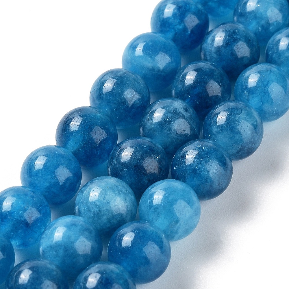 Kurzer Jade Perlenstrang 8 - 8,4 mm blau gefärbt (ca. 23 Perlen / ca. 18,5 cm)