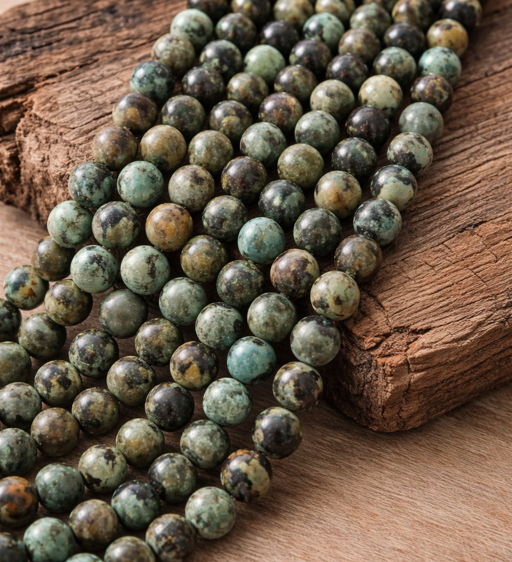 Natürlicher afrikanischer Türkis Perlenstrang rund glatt 6,5 mm (ca. 58 Perlen / ca. 38 cm Länge)