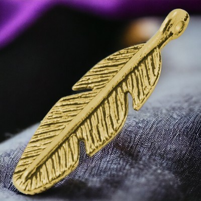 3 Feder Anhänger antik goldfarben