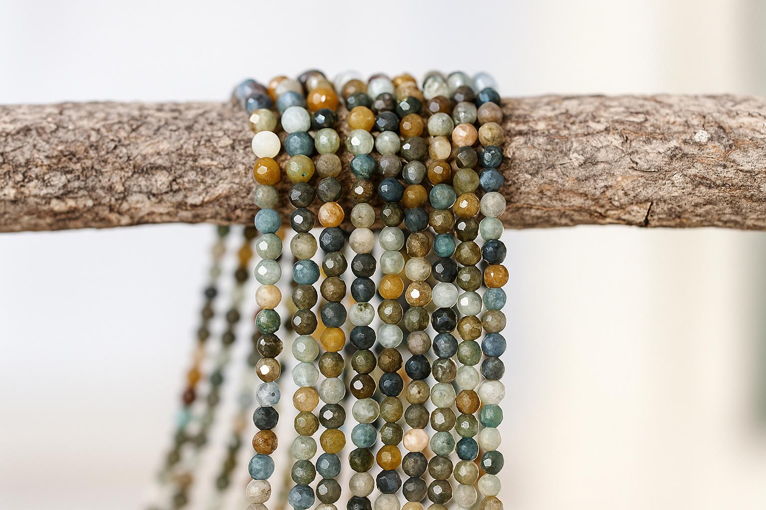 Türkis Perlenstrang 2,6 - 2,7 mm facettiert (ca. 190 Perlen / ca. 38 cm Länge)