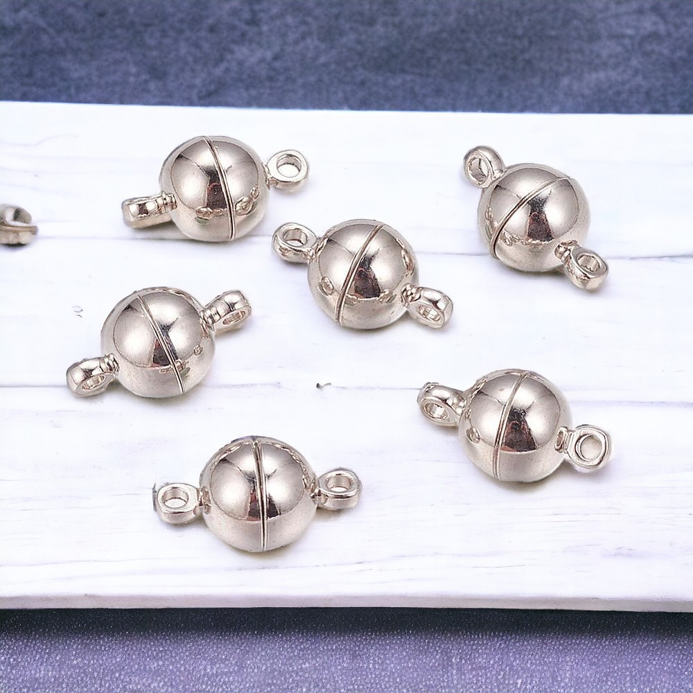2 runde starke Magnetverschlüsse platinfarben 14 x 8 mm