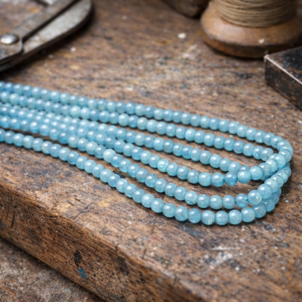 Quarz Perlenstrang 4 mm gefärbt rund glatt glänzend (ca. 76 Perlen / ca. 37 cm Länge)