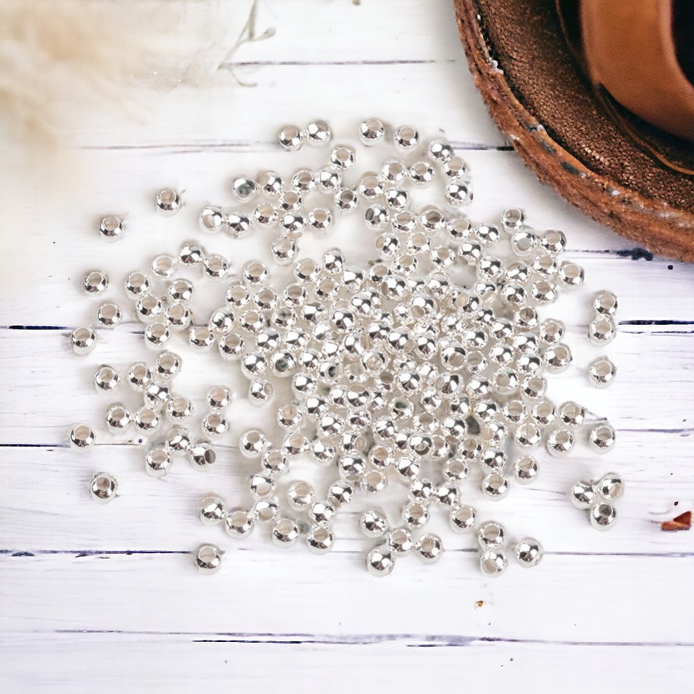 100 Eisen Zwischenperlen Spacer rund silberfarben 3 mm