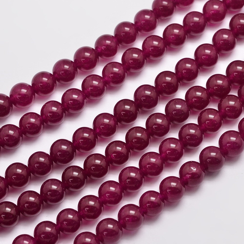 Malaysia Jadeperlenstrang 8 mm violett gefärbt (ca. 47 Perlen / ca. 38 cm Länge)