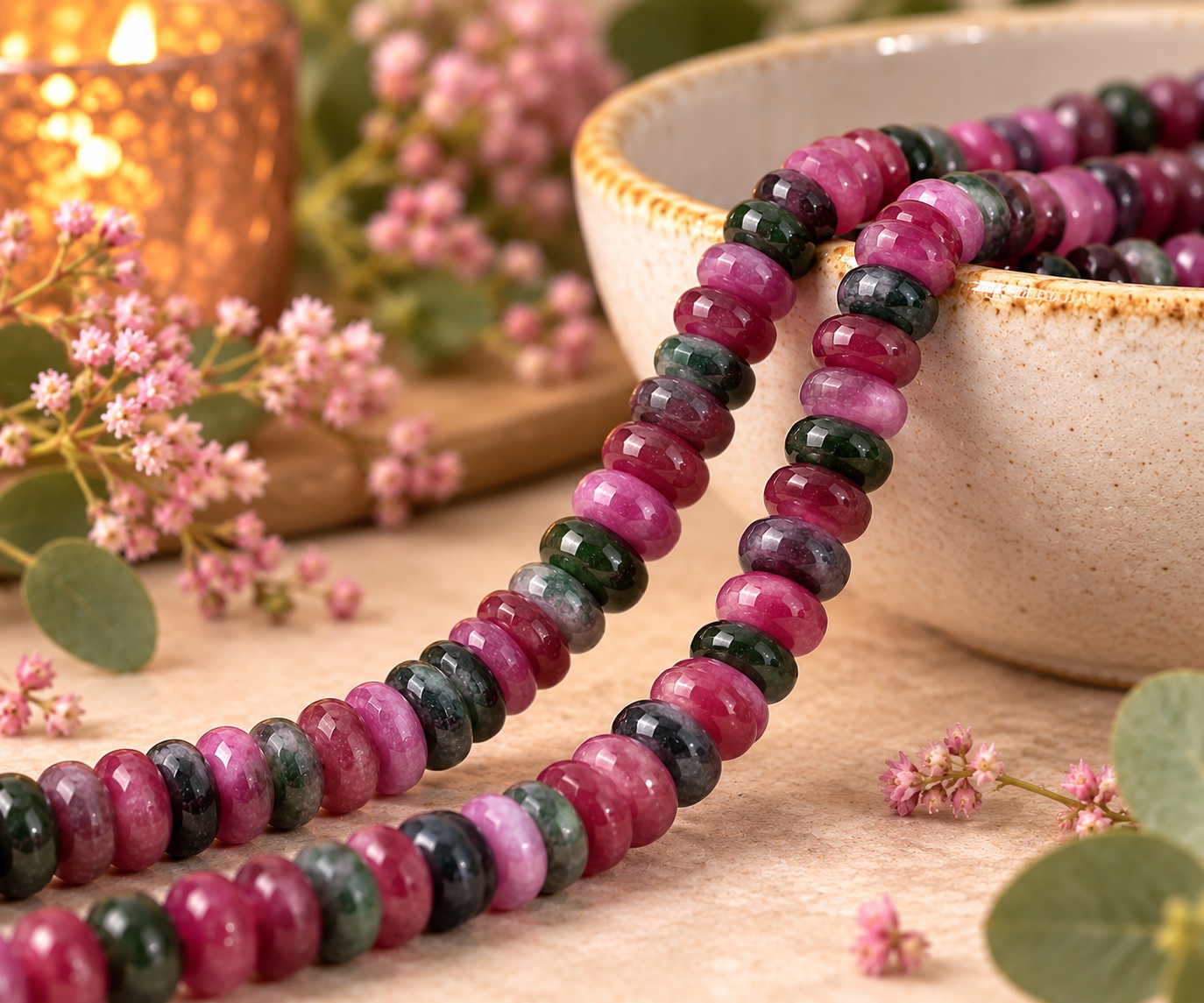 Jade Perlenstrang Rondelle 8 - 8,5 mm gefärbt (ca. 72 Perlen / ca. 38 cm Länge)