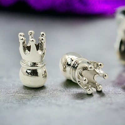Metall Großlochperle Krone platinfarben 18 mm lang 10 mm breit