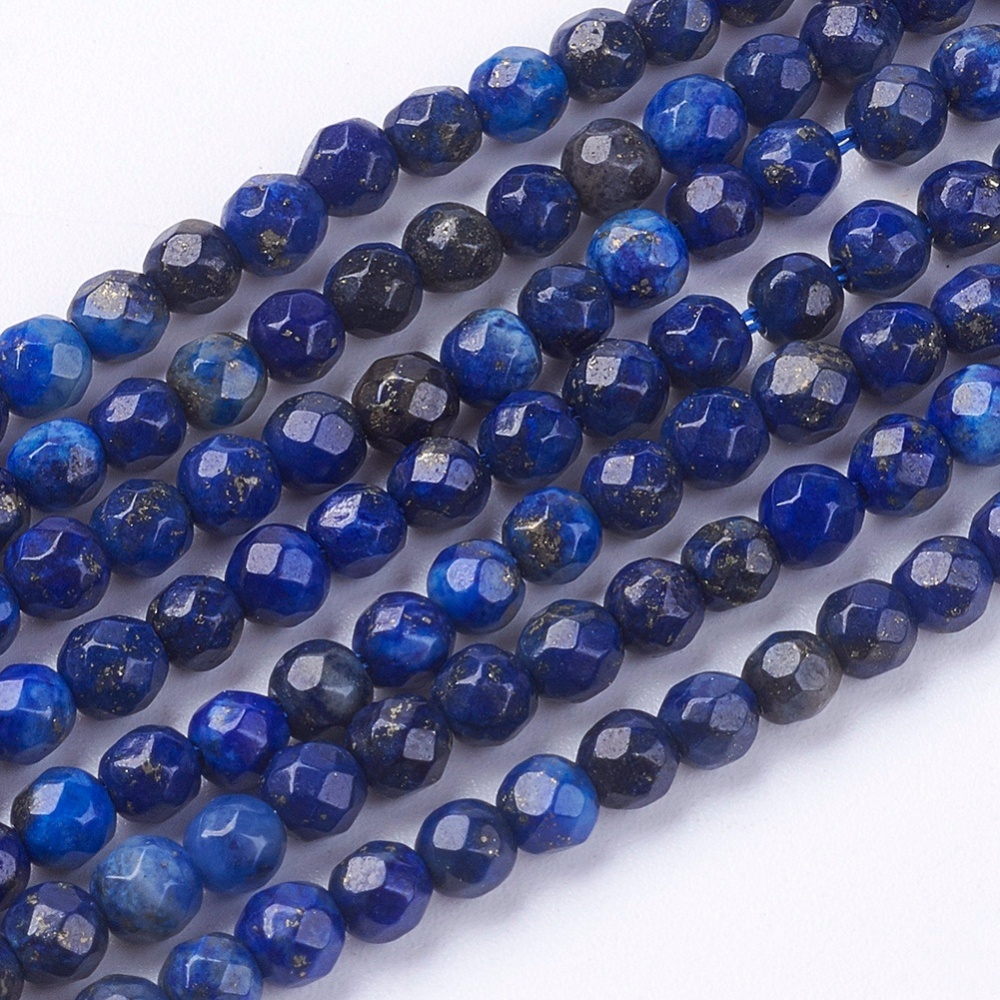Natürlicher Lapislazuli Perlenstrang 3 - 3,4 mm facettiert (ca. 39,5 cm Länge)